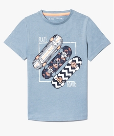 GEMO Tee-shirt à manches courtes avec motif devant Bleu