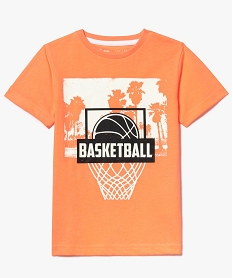 GEMO Tee-shirt à manches courtes avec motif devant Orange