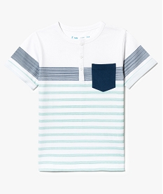 GEMO Tee-shirt col boutonné à rayures imprimées kaki chine
