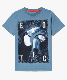 GEMO Tee-shirt grand imprimé exotique Bleu