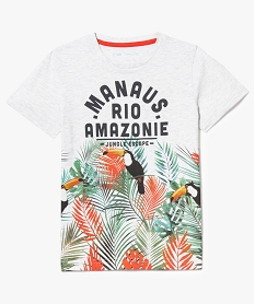 tee-shirt grand imprime tropical gris7467101_1