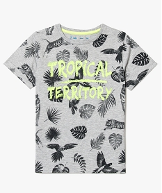 tee-shirt manches courtes avec motifs tropicaux gris tee-shirts7467201_1