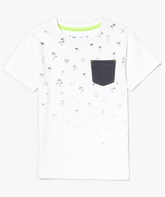tee-shirt manches courtes a motifs et poche contrastante blanc7467401_2