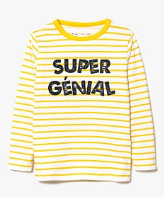 GEMO Tee-shirt rayé à manches longues avec inscription sur lavant jaune standard