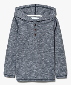 GEMO Tee-shirt à capuche en jersey maille fantaisie Bleu