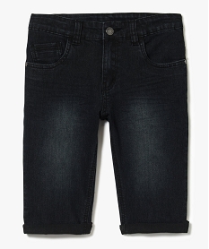 bermuda garcon en jean coupe skinny extensible a revers noir7474301_1