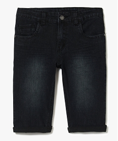 GEMO Bermuda garçon en jean coupe skinny extensible à revers Noir