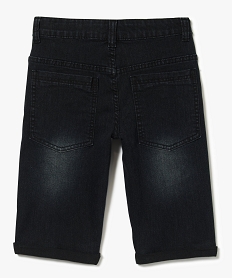 bermuda garcon en jean coupe skinny extensible a revers noir7474301_2