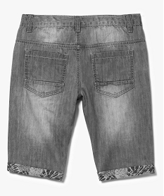 bermuda en jean delave avec revers cousus imprimes gris7474701_2