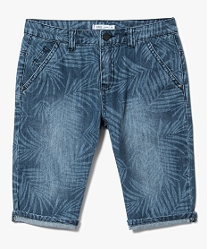 bermuda en jean a motif palmes bleu7475001_1