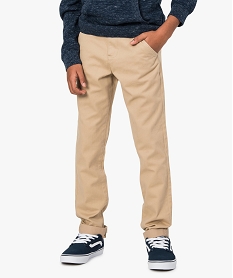 GEMO Pantalon chino garçon avec revers cousus en bas de jambe beige standard