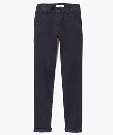 GEMO Pantalon chino garçon avec revers cousus en bas de jambe Bleu