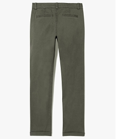 pantalon garcon chino slim stretch a revers vert7475501_2
