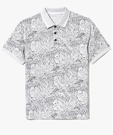 GEMO Polo en jersey de coton avec motif jungle all-over Gris