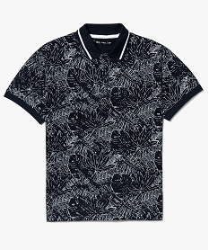 GEMO Polo en jersey de coton avec motif jungle all-over Bleu