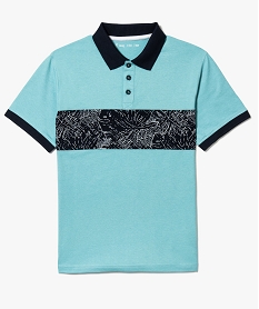 GEMO Polo bicolore avec empiècement à motif jungle Vert