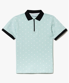 GEMO Polo à motifs et col zippé Vert