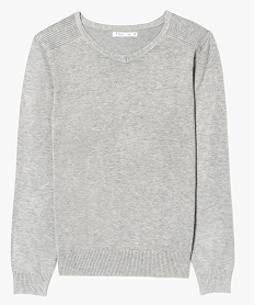 pull garcon col v finition bord-cote aux epaules gris7482801_1