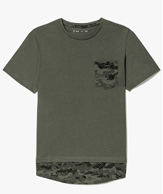 tee-shirt a manches courtes avec details imprimes camouflage vert7484701_1