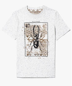 tee-shirt a manches courtes motif scarabee beige7484901_2