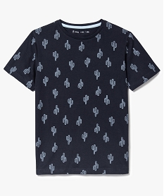 GEMO Tee-shirt manches courtes motif cactus Bleu