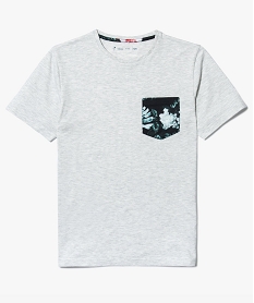 tee-shirt uni a poche imprimee gris7486201_1