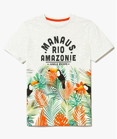 tee-shirt chine a grand motif tropical gris7486401_1