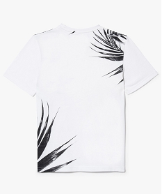 tee-shirt manches courtes bicolore motif palmes blanc7487101_2