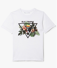 tee-shirt coton flamme imprime toucan blanc7487201_1