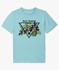 GEMO Tee-shirt motif tropical en coton flammé Vert
