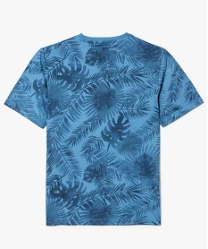 tee-shirt manches courtes motif palmes ton sur ton bleu tee-shirts7487601_2