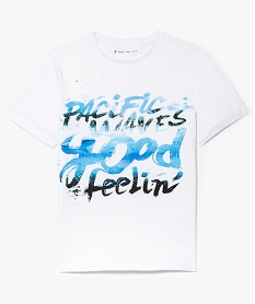 GEMO Tee-shirt en coton imprimé  Pacific waves Blanc