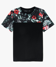 tee-shirt fluide empiecement tropical noir7490201_1