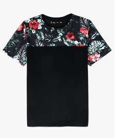 GEMO Tee-shirt fluide empiècement tropical Noir