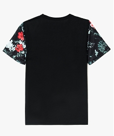tee-shirt fluide empiecement tropical noir7490201_2