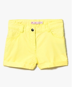 short uni avec revers cousus en bas de jambe jaune7492701_1