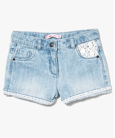 GEMO Short en jean avec dentelle Gris