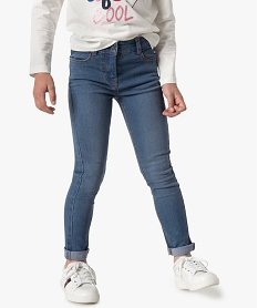 GEMO Jean fille coupe slim 4 poches en matière extensible Gris