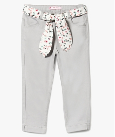 GEMO Pantacourt en toile avec ceinture à motifs fleuris Gris