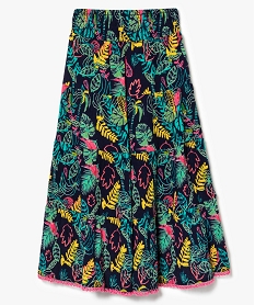 jupe longue froissee a motif tropical multicolore7499601_1
