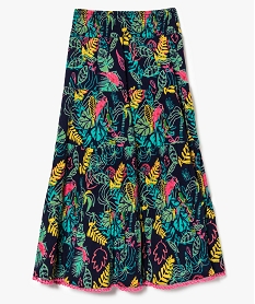 jupe longue froissee a motif tropical multicolore7499601_2