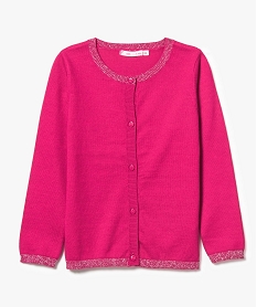 gilet uni a bord-cote paillete rose7506701_1