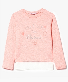GEMO Pull fin avec inscription pailletée et bas en voile Rose