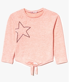 GEMO Pull fin avec motif étoile et noeud dans le bas Rose