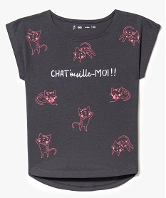 GEMO Tee-shirt à manches courtes imprimé chats Gris