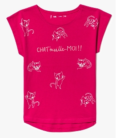tee-shirt a manches courtes imprime chats rose7509501_1