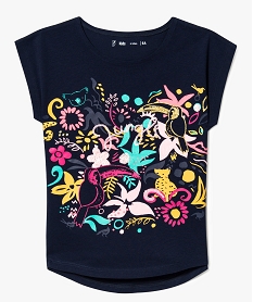 tee-shirt a manches courtes avec motifs et sequins brodes bleu tee-shirts7510101_1