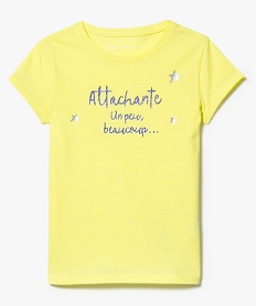 tee-shirt a manches courtes et inscription pailletee jaune tee-shirts7511601_1