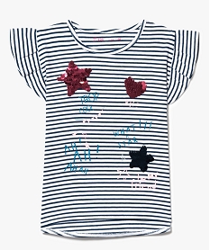 GEMO Tee-shirt à manches volantées et motifs Imprimé