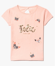 tee-shirt imprime a paillettes et sequins rose7512701_1